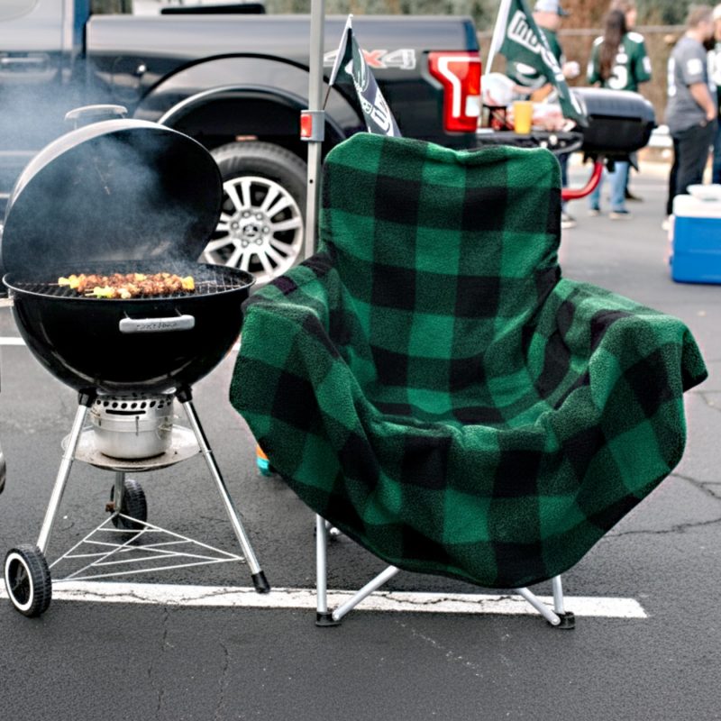 City Bonfires The Chair Blanket - Green Plaid - 4