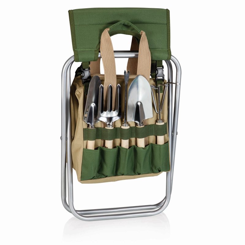 Gardener Folding Seat w/5 Gardening Tools and Removable Tote - 8