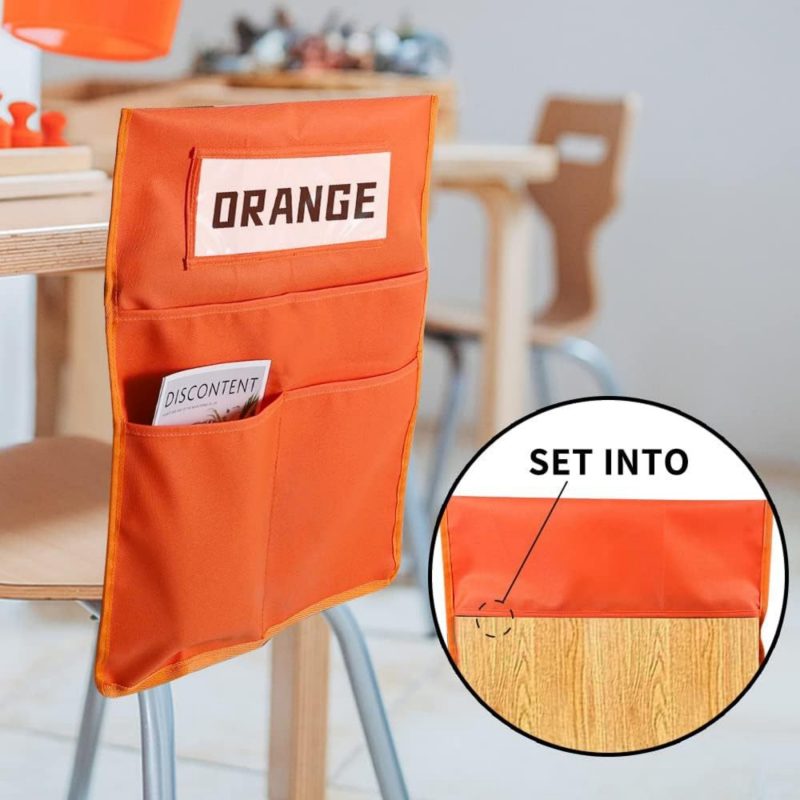 Classroom Chair Back Storage Bag Strap W/Name Tag - 5