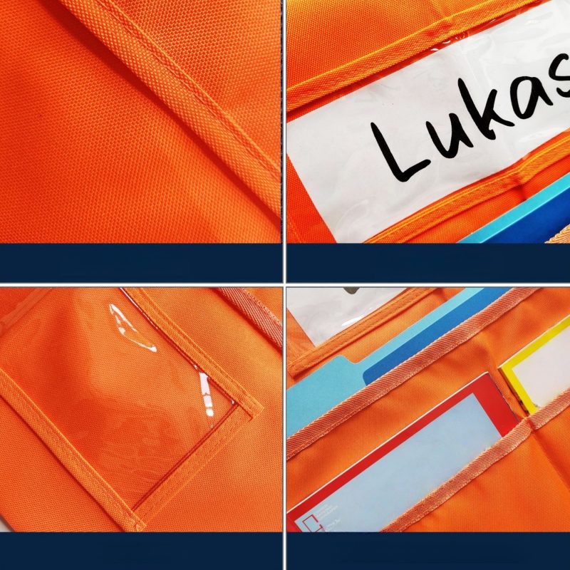 Classroom Chair Back Storage Bag Strap W/Name Tag - 6