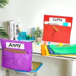 Classroom Chair Back Storage Bag Strap W/Name Tag - 8